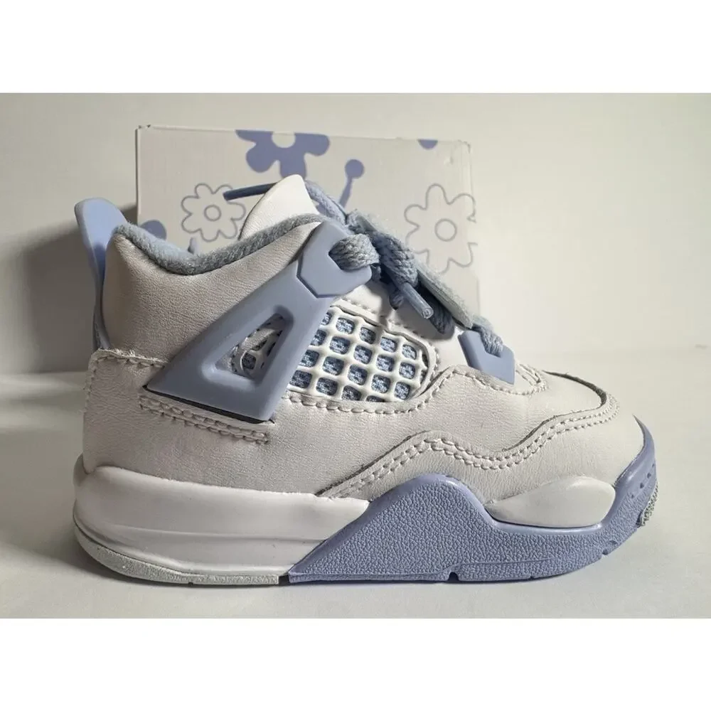 Nike Air Jordan 4 Retro TD Forget Me Not White Blue Toddler Size 7C w/ Box